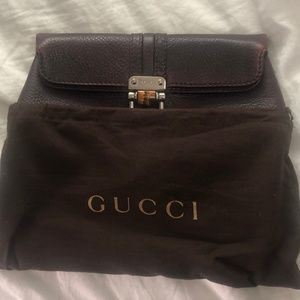 Gucci handbag - maroon leather with bamboo accents